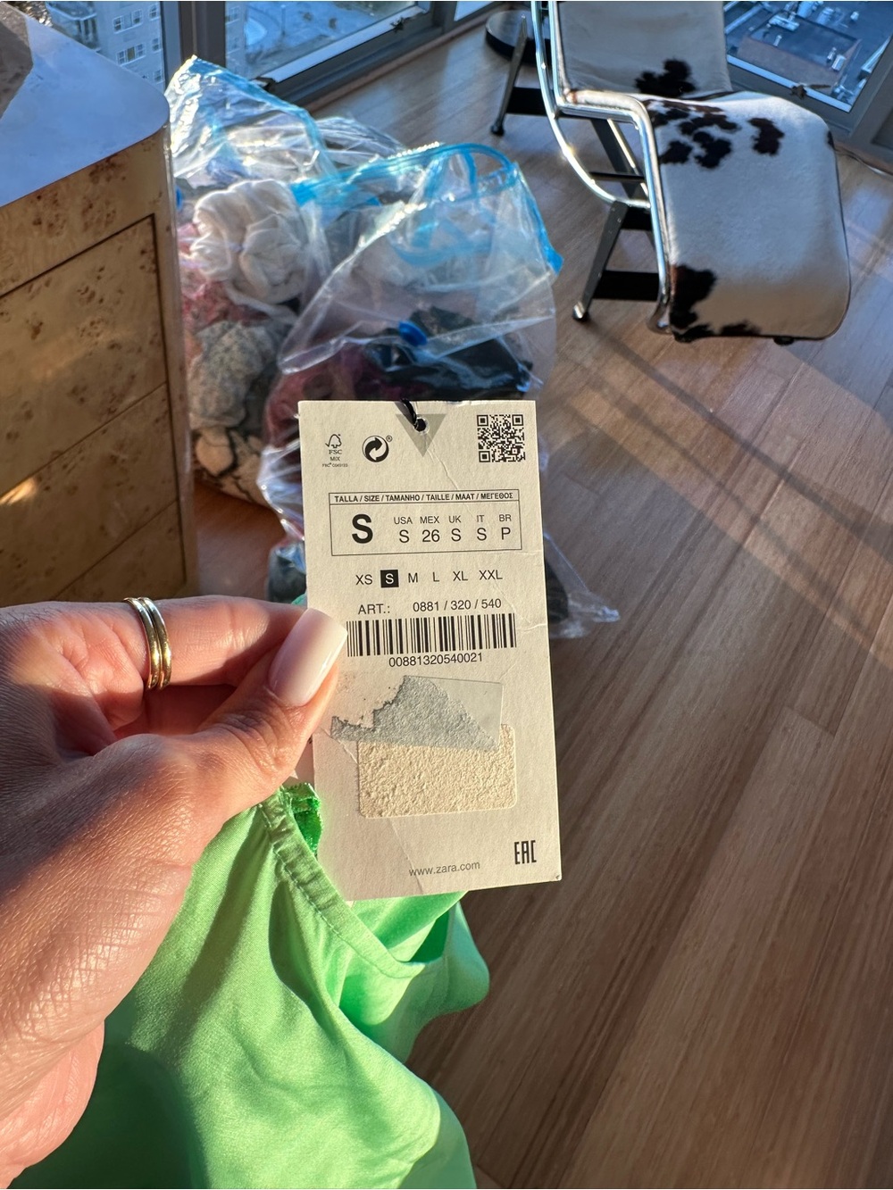 Zara Neon Green V-Neck Dress - Picture 3 of 4